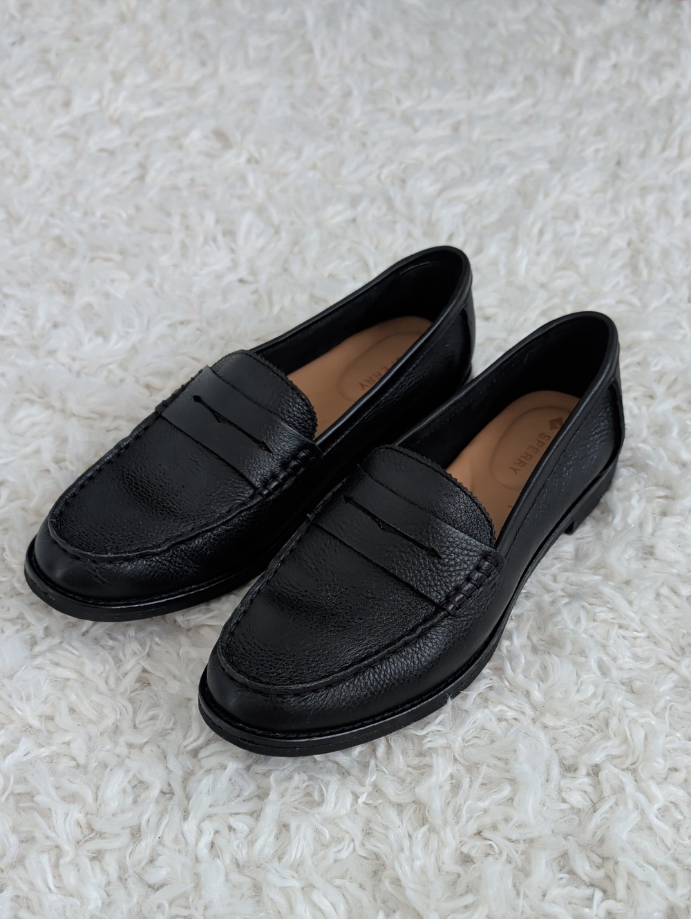 Sperry Seaport Classic Black Leather Penny Loafers